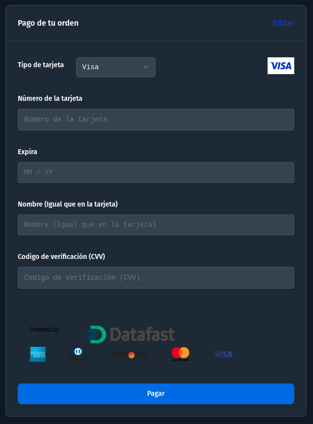 Formas de pago